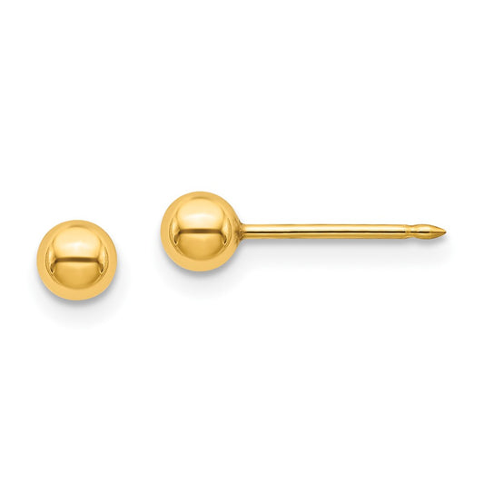 Piercing only Stainless Steel 24K Gold-plated 4mm Ball Post Earrings