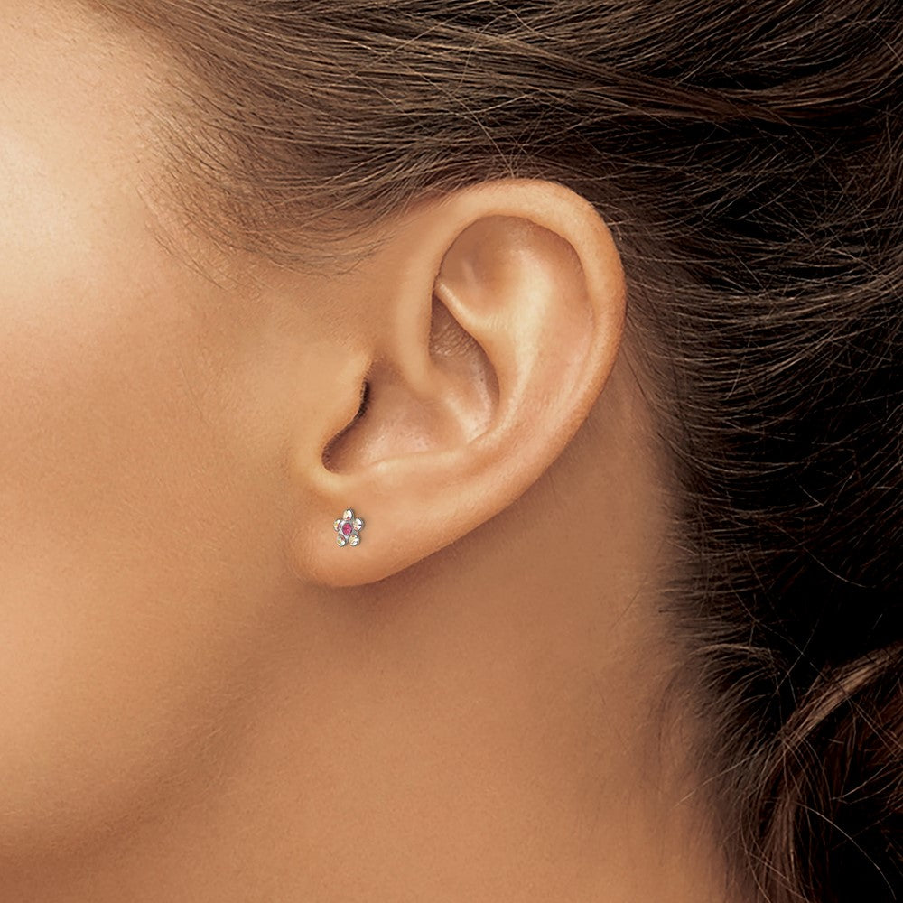 Piercing only Stainless Steel Clear/Rose Crystal Post Earrings