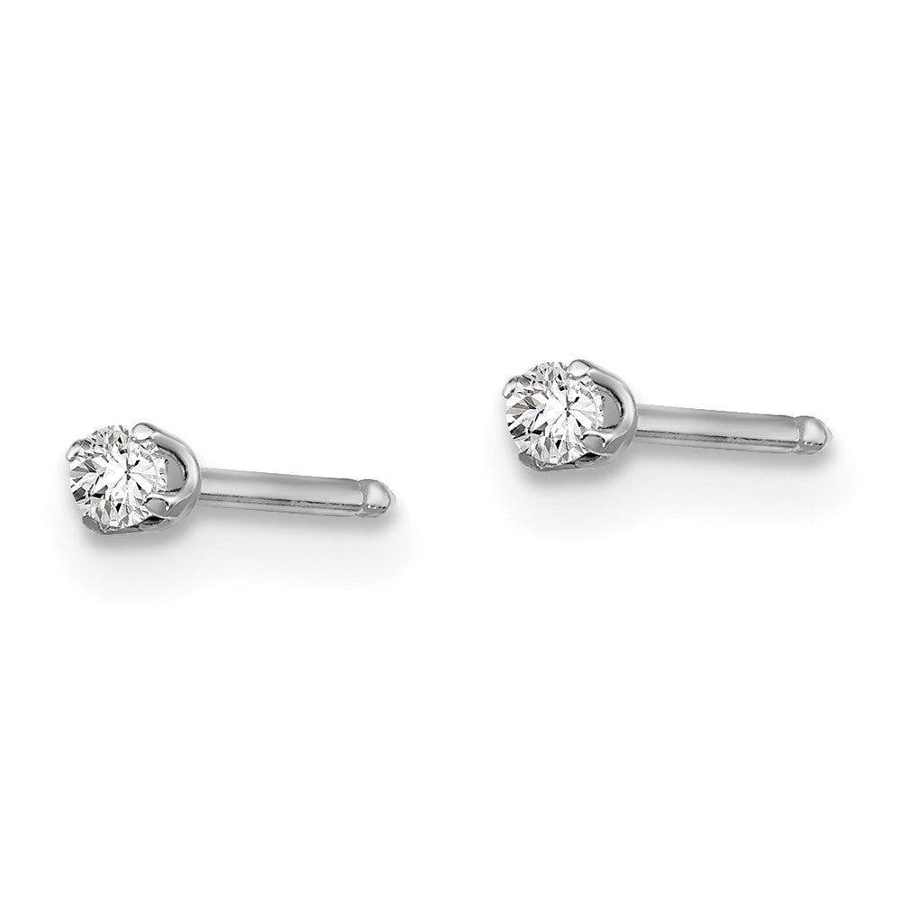 Piercing only 14k White Gold 2mm CZ Post Earrings