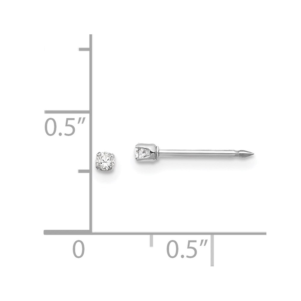 Piercing only 14k White Gold 2mm CZ Post Earrings