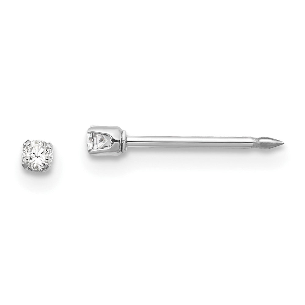 Piercing only 14k White Gold 2mm CZ Post Earrings