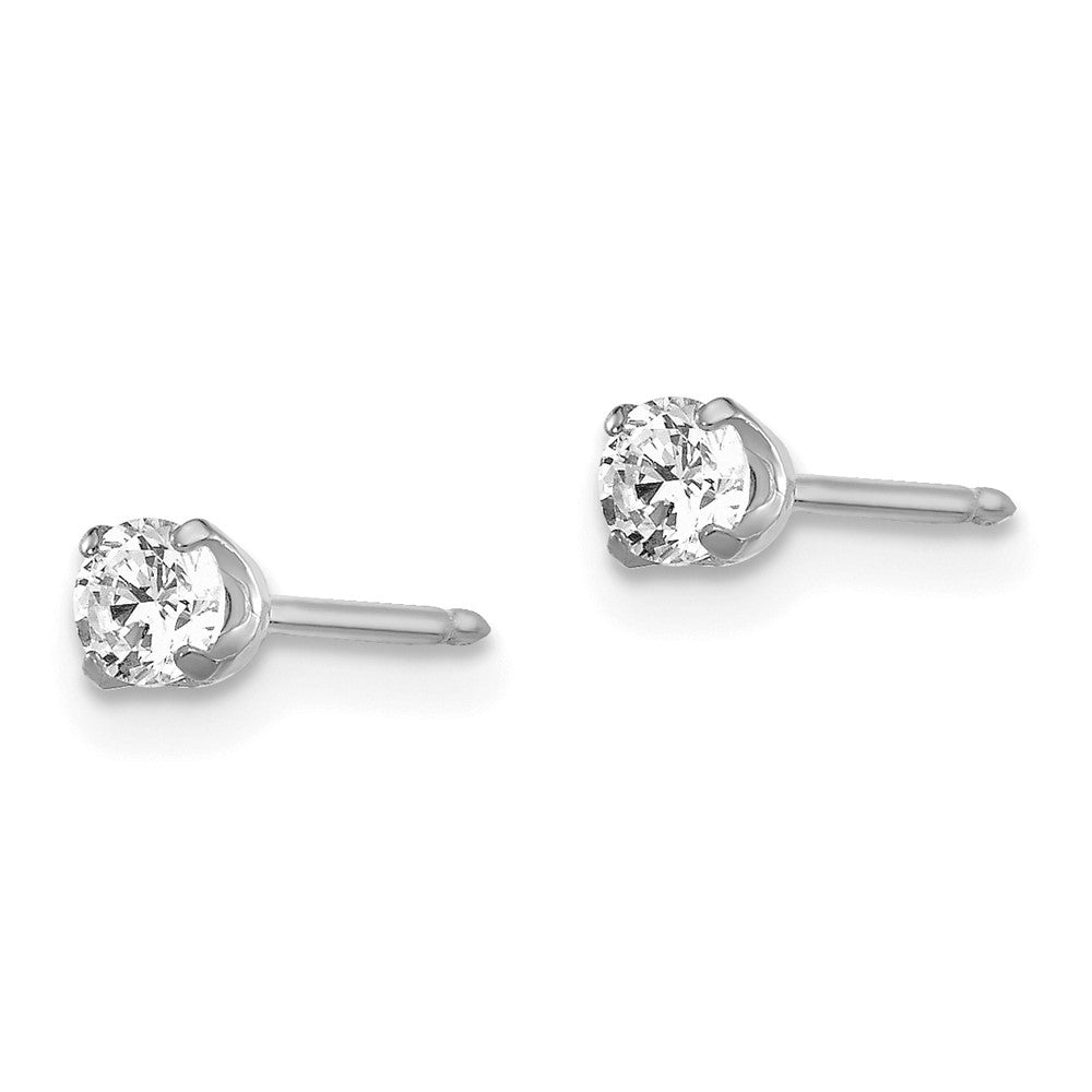 Piercing only 14k White Gold 3mm CZ Post Earrings