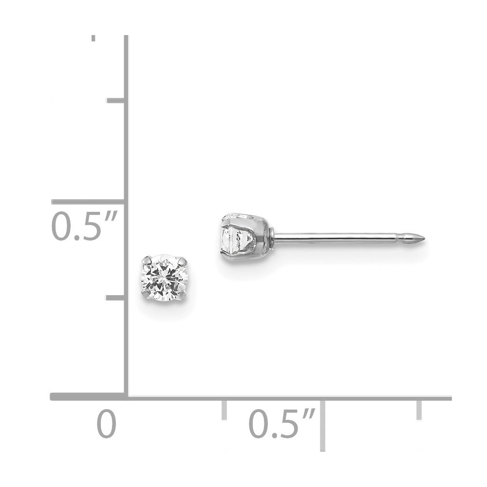 Piercing only 14k White Gold 3mm CZ Post Earrings