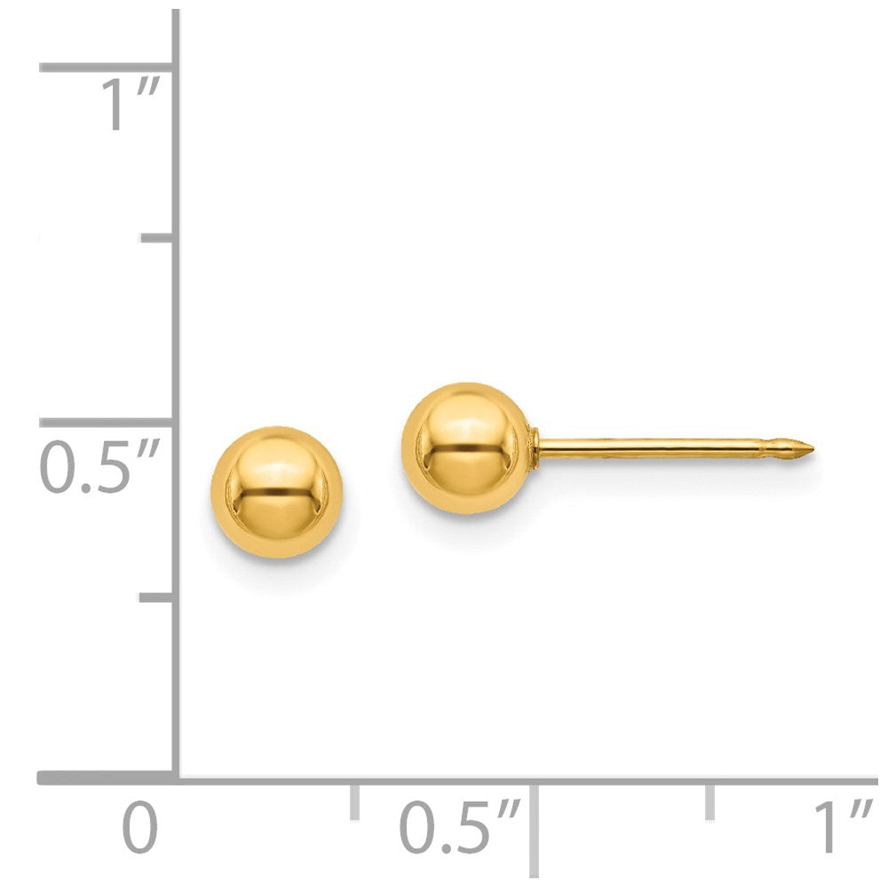 Piercing only Stainless Steel 24K Gold-plated 5mm Ball Post Earrings