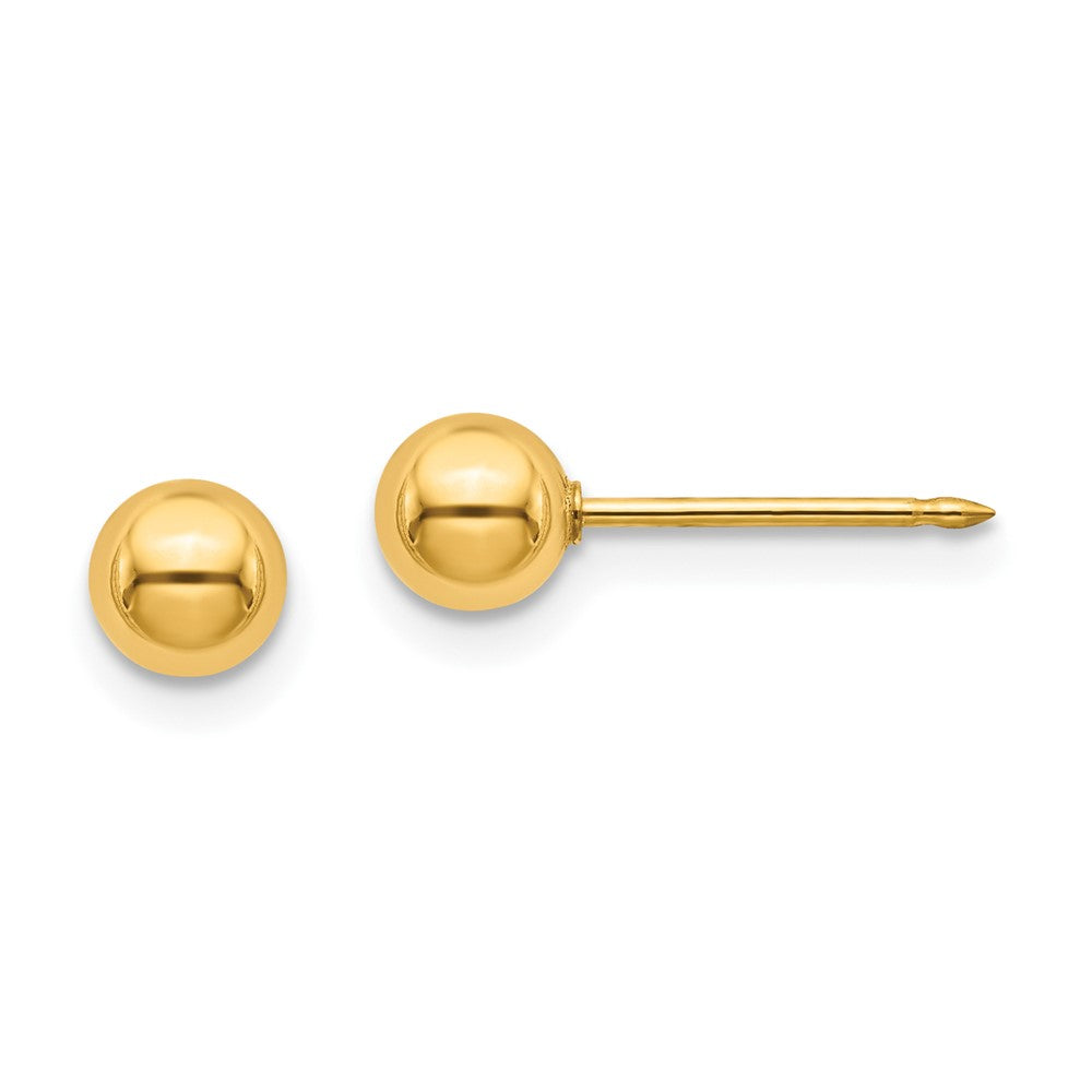 Piercing only Stainless Steel 24K Gold-plated 5mm Ball Post Earrings
