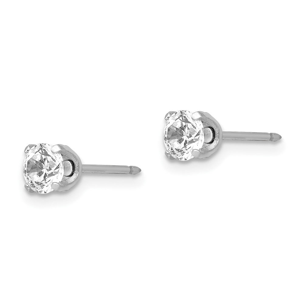 Piercing only 14k White Gold 4.25mm CZ Post Earrings