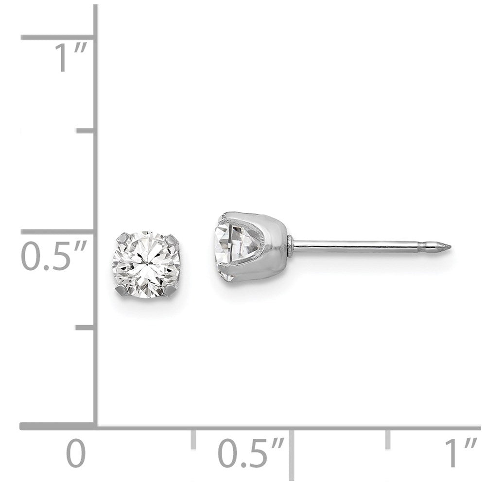 Piercing only 14k White Gold 4.25mm CZ Post Earrings