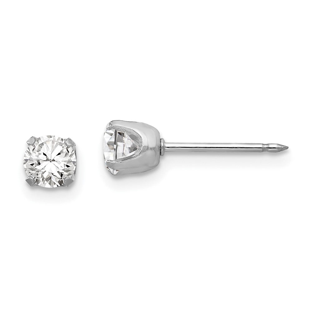 Piercing only 14k White Gold 4.25mm CZ Post Earrings