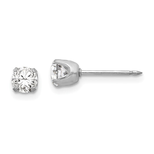 Piercing only 14k White Gold 4.25mm CZ Post Earrings
