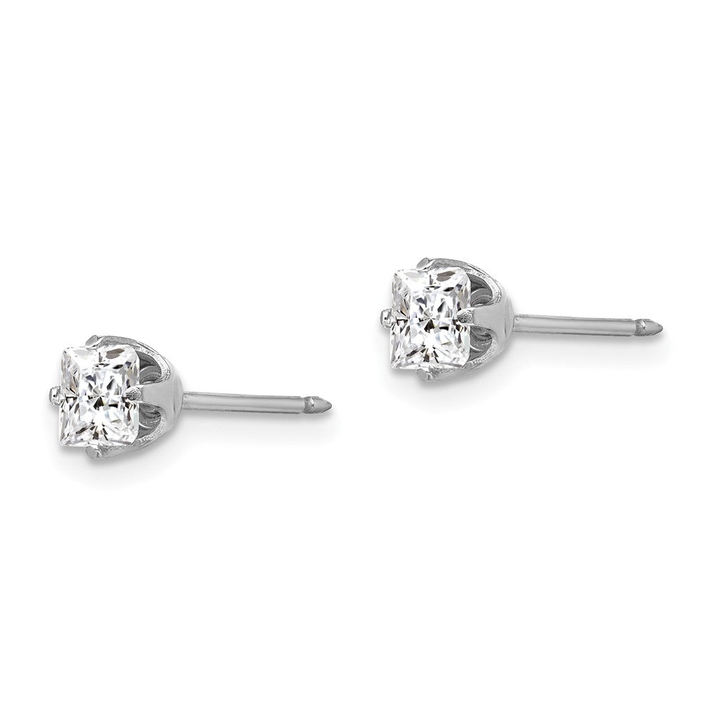 Piercing only 14k White Gold 5mm Sq CZ Post Earrings