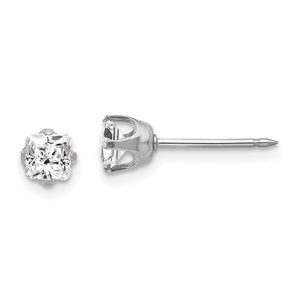 Piercing only 14k White Gold 5mm Sq CZ Post Earrings