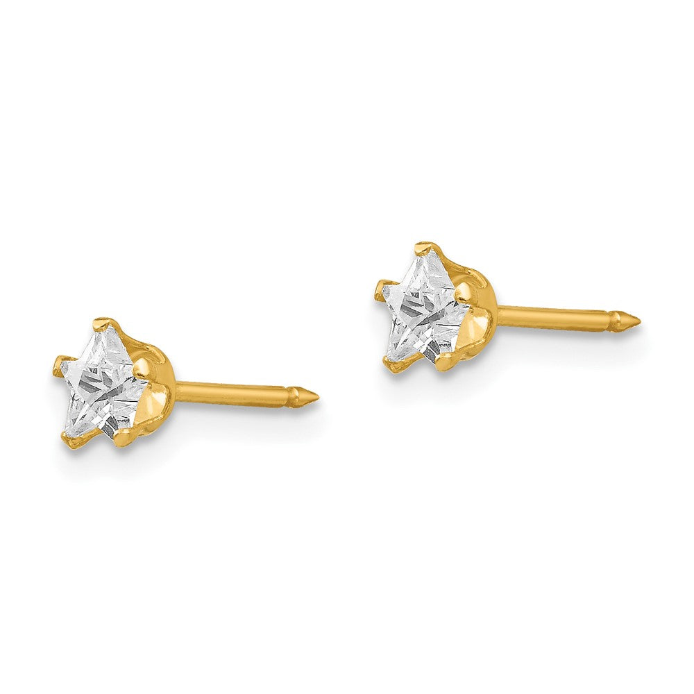 Piercing only 14k 4mm Star CZ Post Earrings