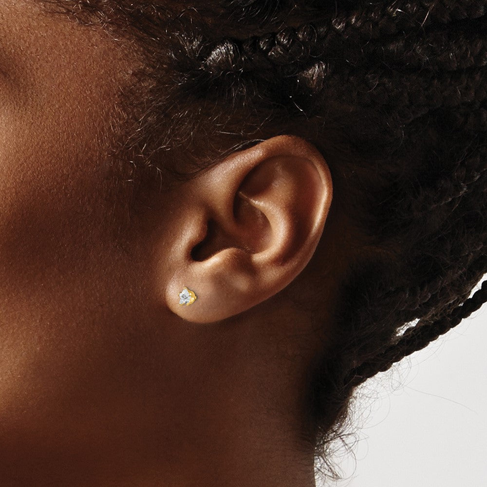 Piercing only 14k 4mm Star CZ Post Earrings