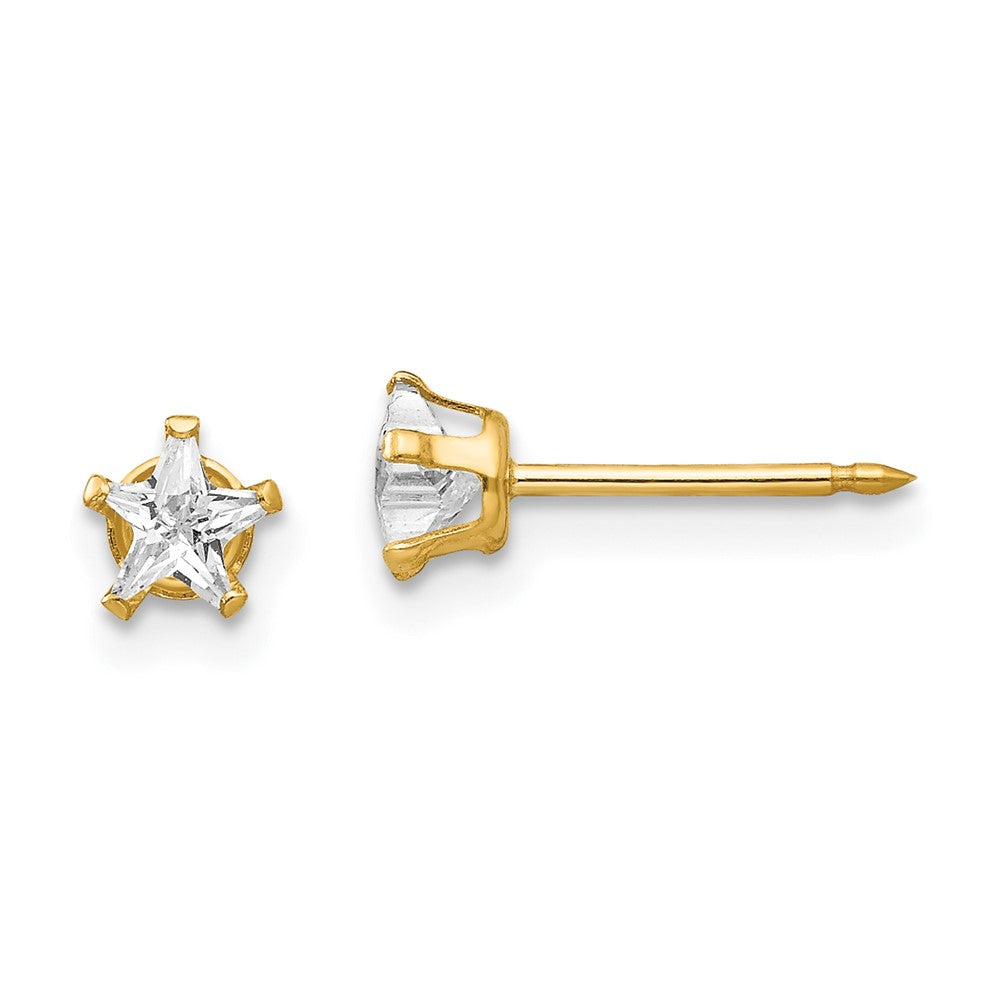 Piercing only 14k 4mm Star CZ Post Earrings