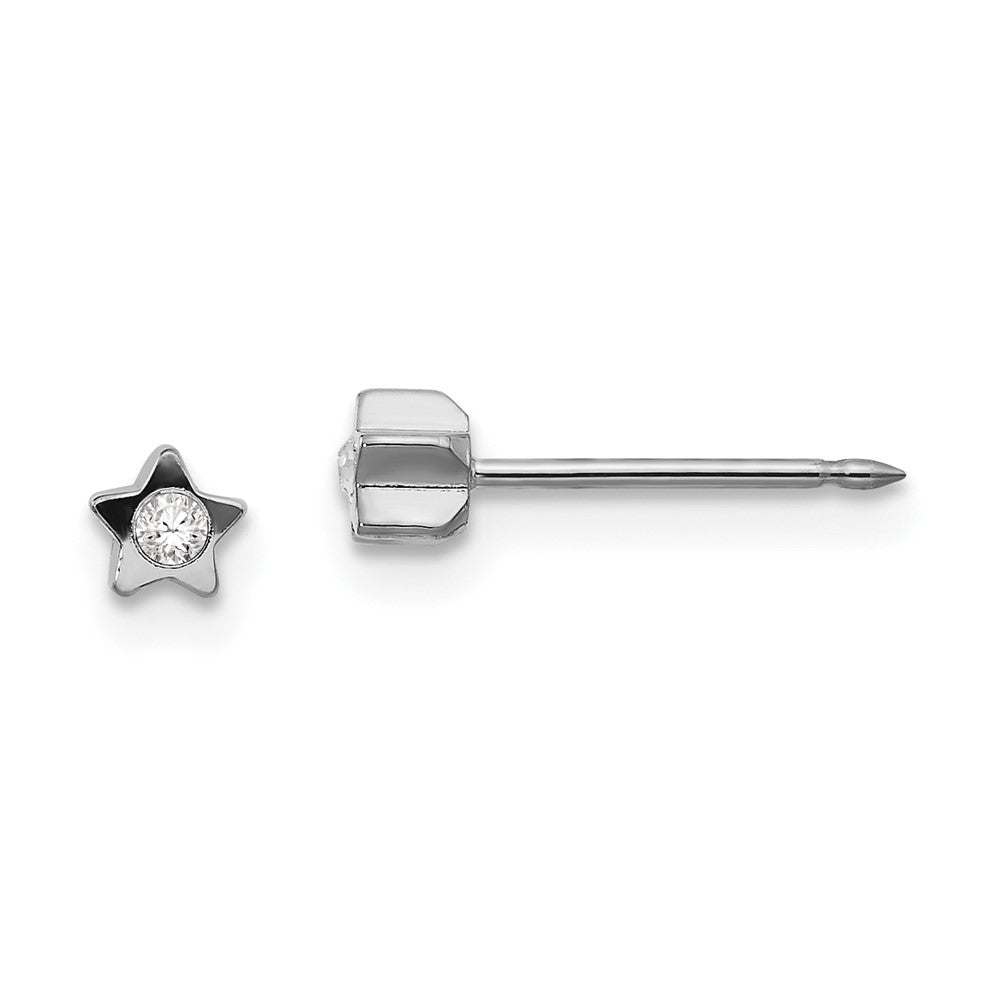Piercing only Stainless Steel Polished Crystal in Star Earrings
