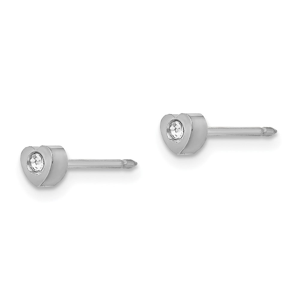 Piercing only Stainless Steel Polished Crystal in Heart Earrings