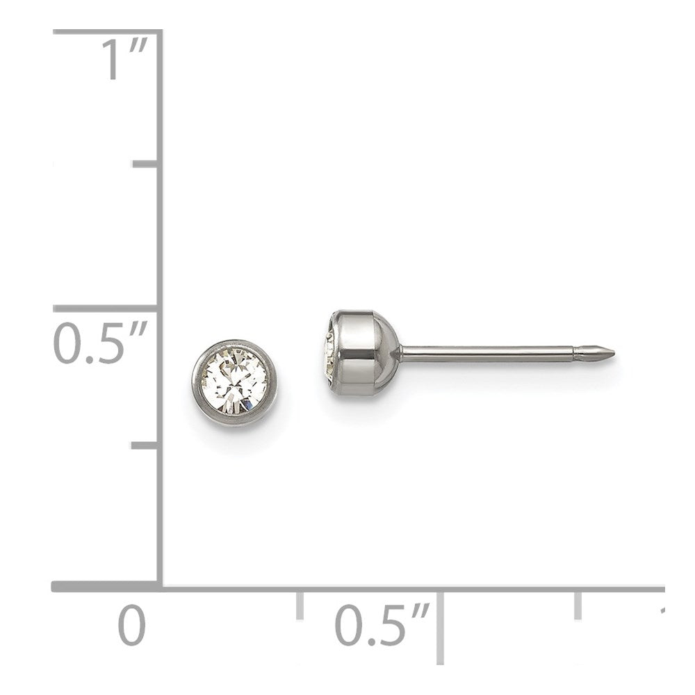 Piercing only Titanium 4mm Bezel Crystal Earrings