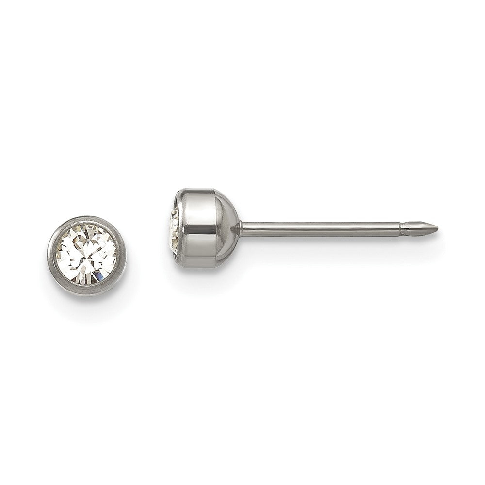 Piercing only Titanium 4mm Bezel Crystal Earrings