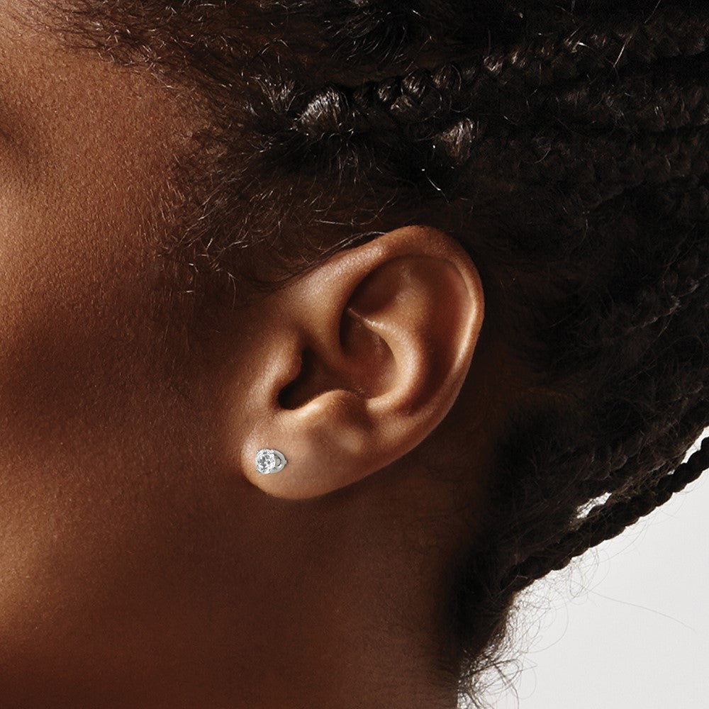 Piercing only Stainless Steel Polished 5mm CZ Post Earrings