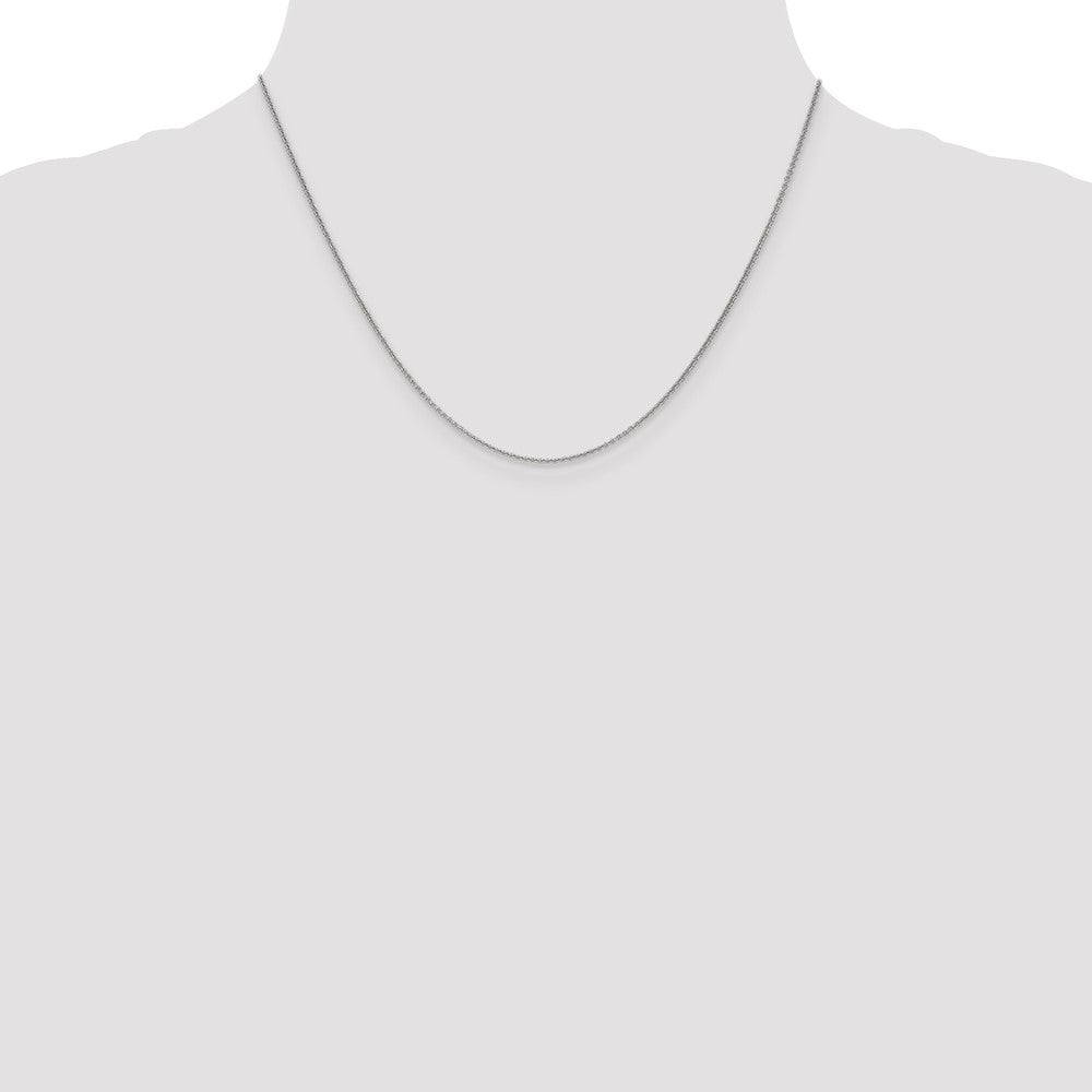 18K White Gold 18 inch 1.15mm Diamond-cut Cable with Fancy Lobster Clasp Chain