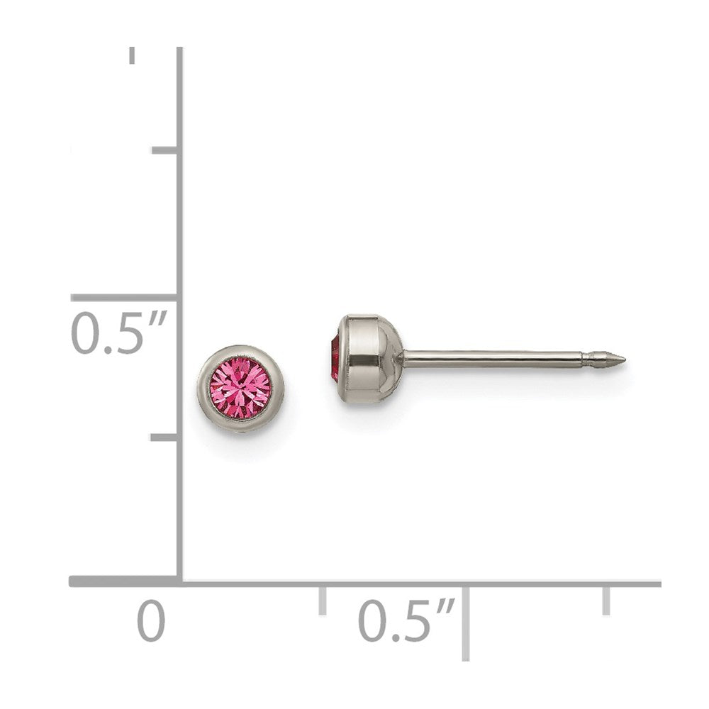 Piercing only Titanium 4mm Rose Crystal Bezel Earrings