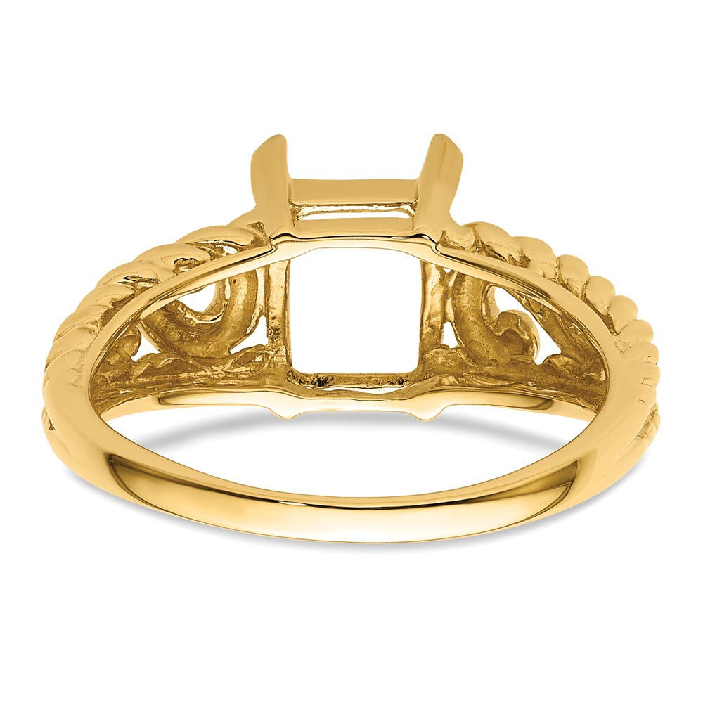 10ky 8x6mm Emerald-cut Gemstone Ring Mounting