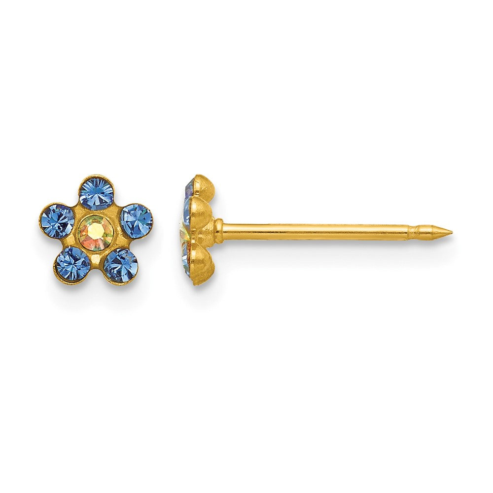 Inverness 14k Blue/Aurora Borealis Crystal Flower Earrings