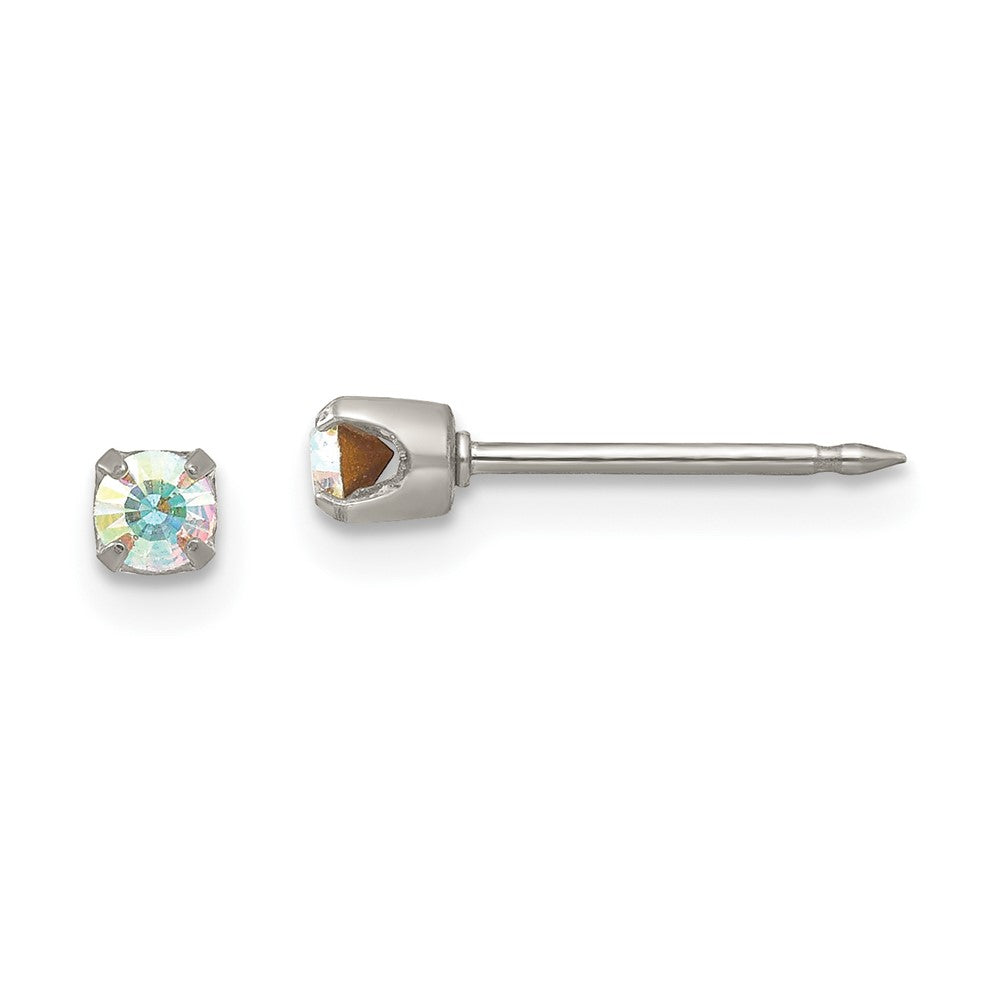 Piercing only Stainless Steel 3mm Aurora Borealis Crystal Earrings