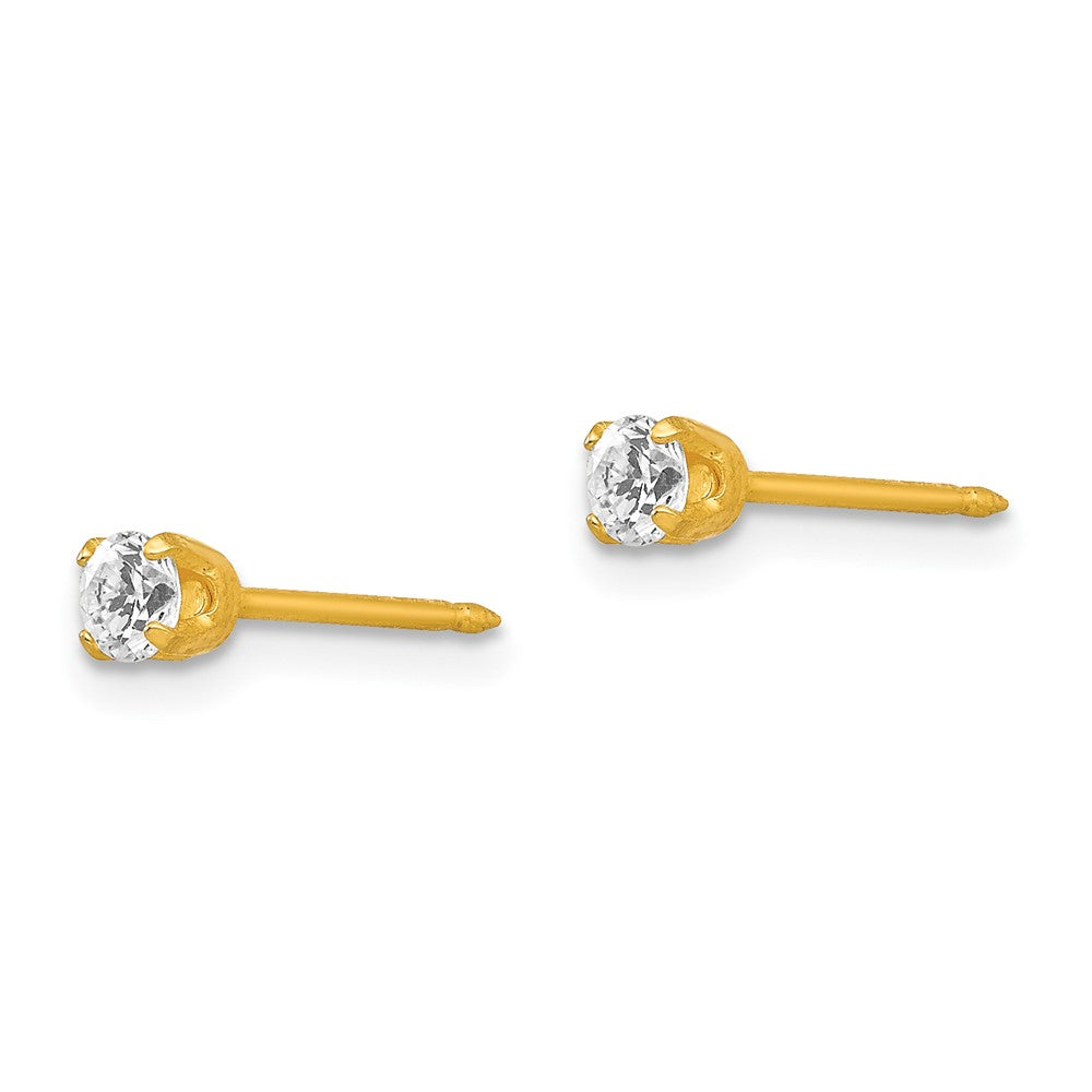 Piercing only 18k 3mm CZ Post Earrings