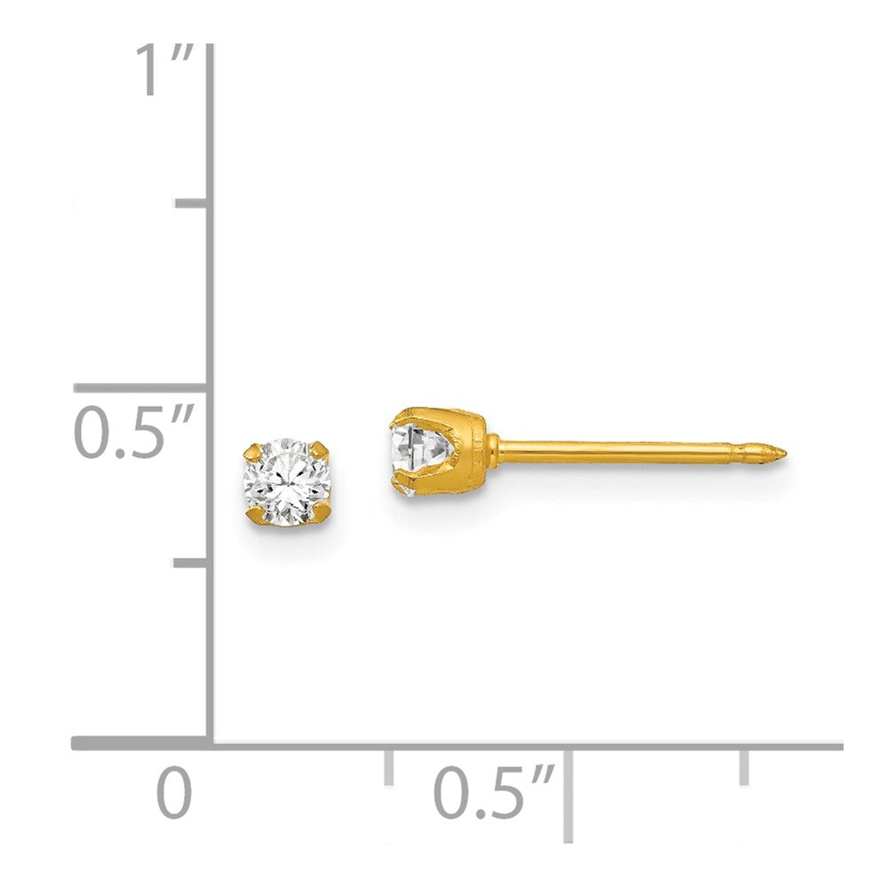 Piercing only 18k 3mm CZ Post Earrings