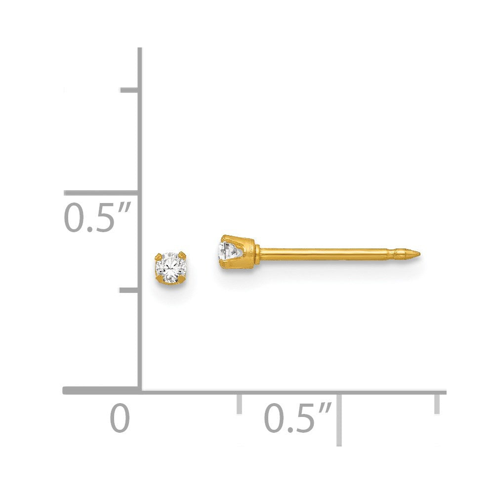 Piercing only 18k 2mm CZ Post Earrings