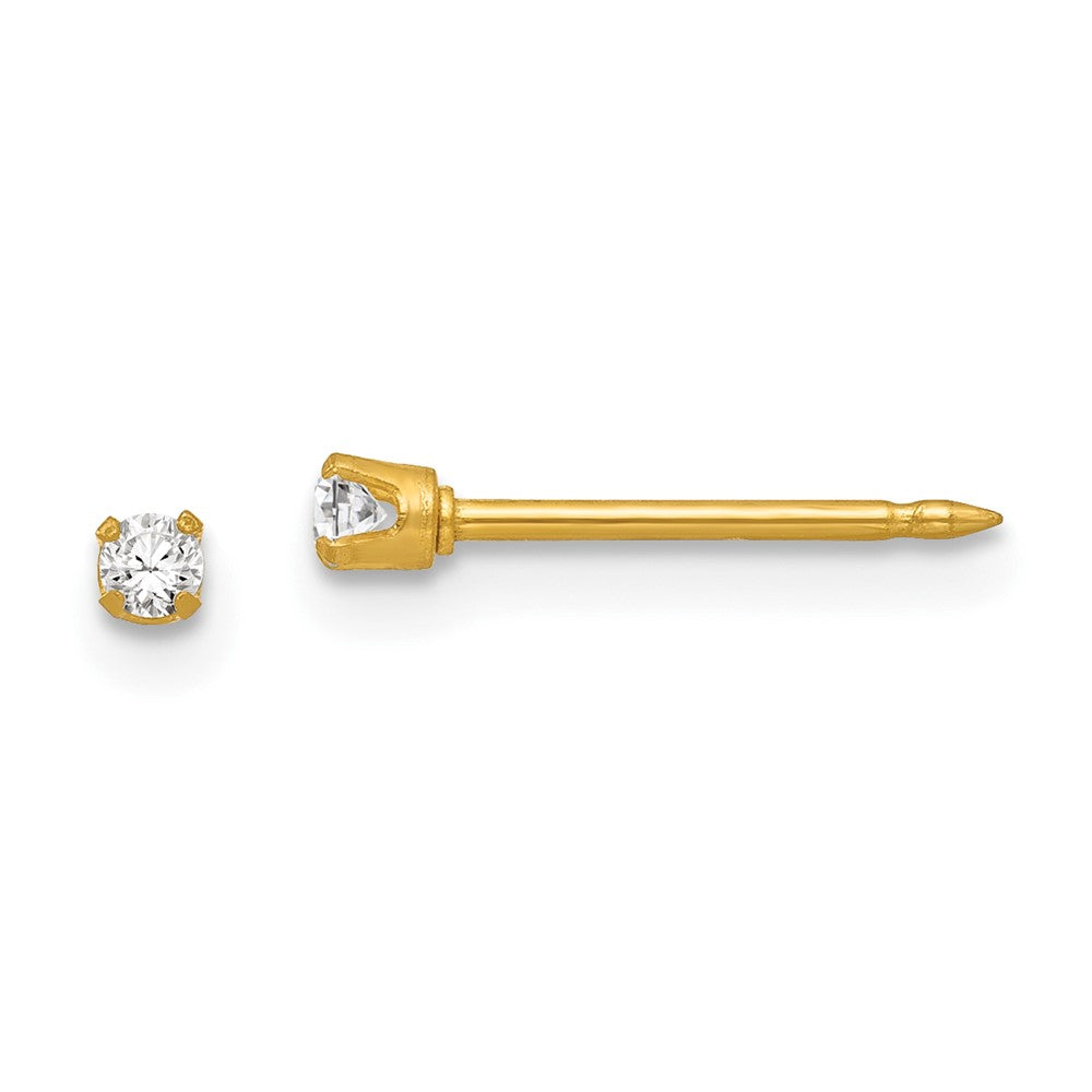Piercing only 18k 2mm CZ Post Earrings