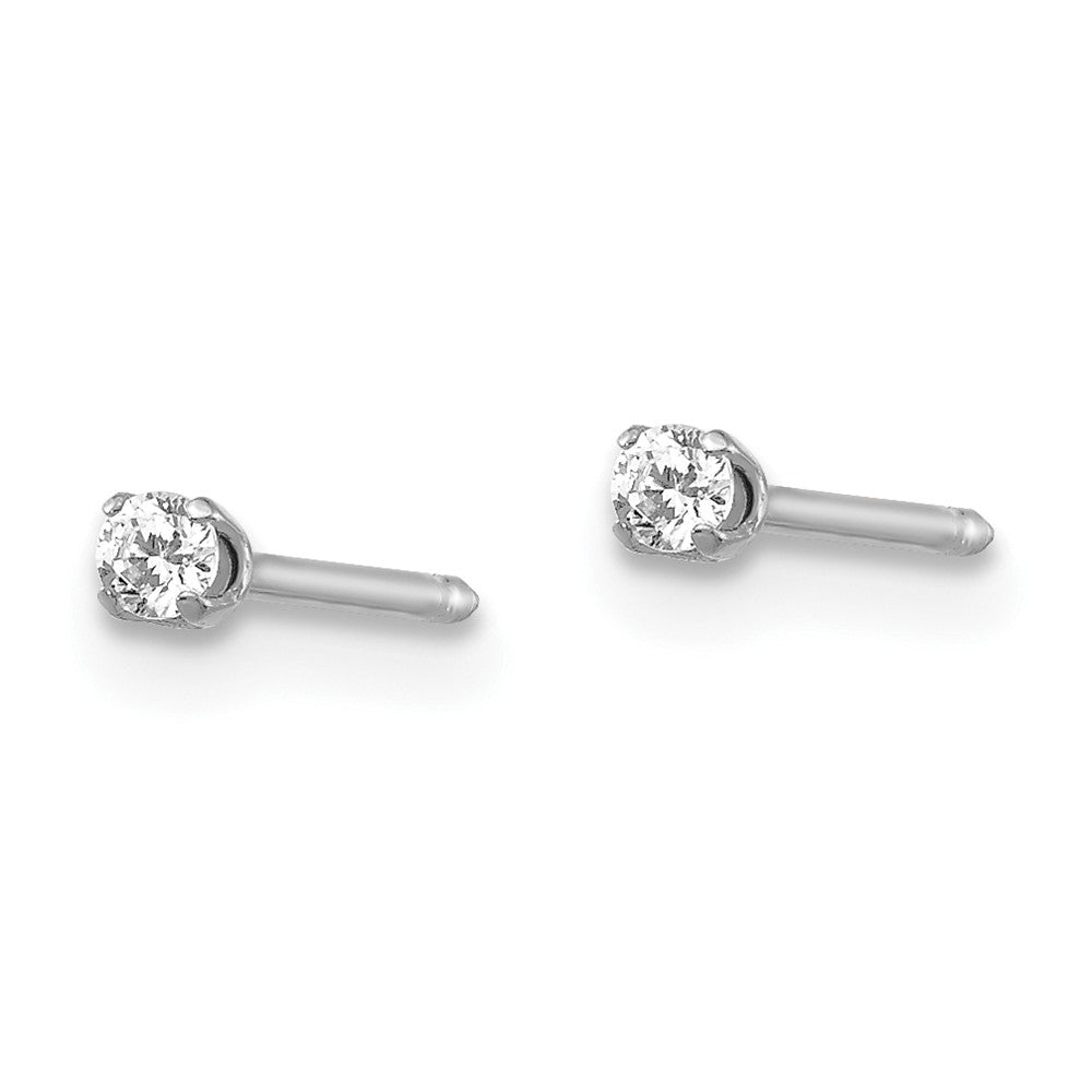 Piercing only 18k White Gold 2mm CZ Earrings