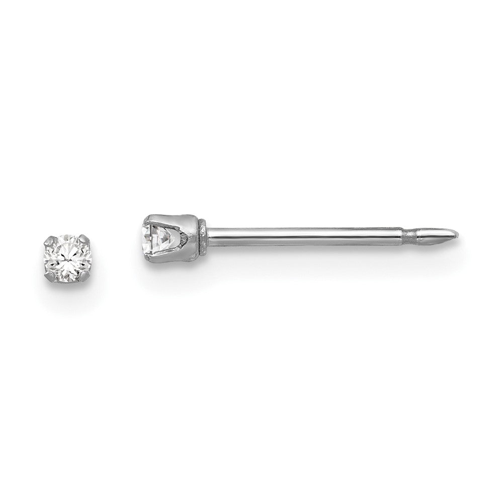 Piercing only 18k White Gold 2mm CZ Earrings