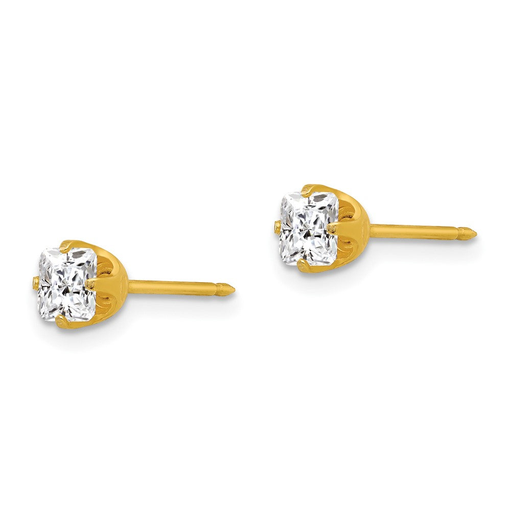 Piercing only 14k 5mm Sq. Princess CZ Post Earrings