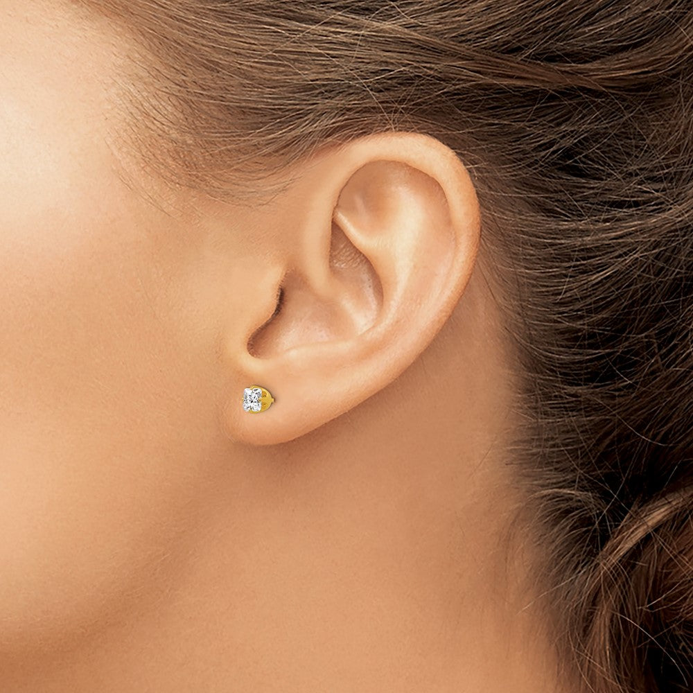 Piercing only 14k 5mm Sq. Princess CZ Post Earrings