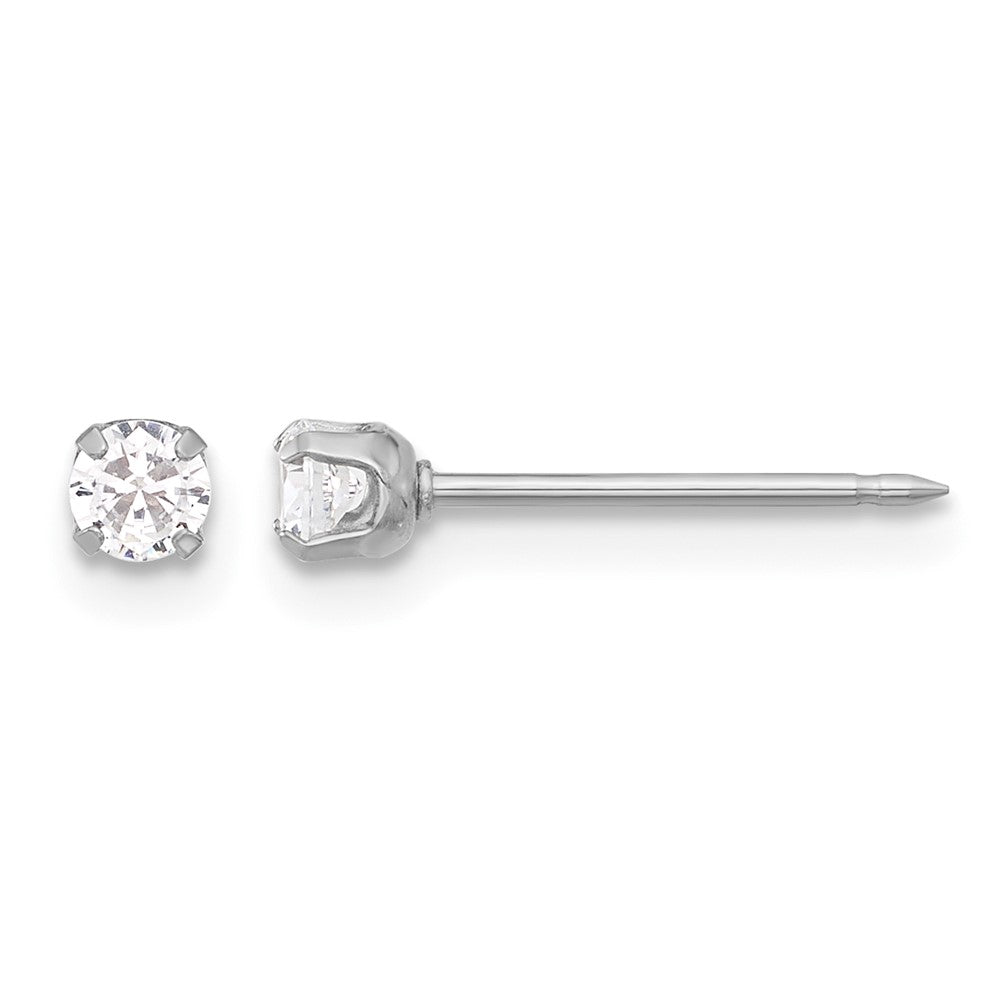 Inverness 14K White Gold 3mm CZ Long Post Earrings