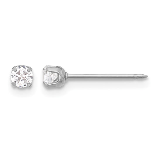 Inverness 14K White Gold 3mm CZ Long Post Earrings