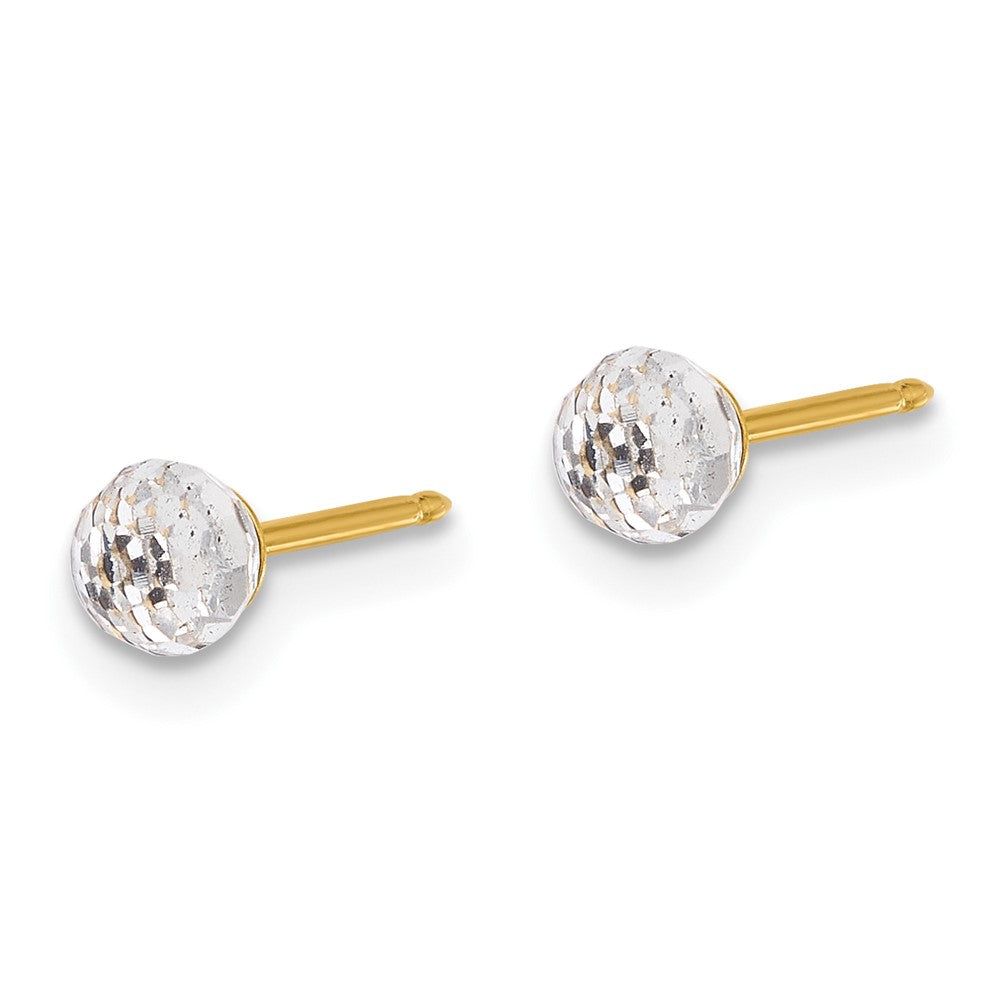 Piercing only 14K Polished 4mm Crystal Faceted Ball Post Earrings