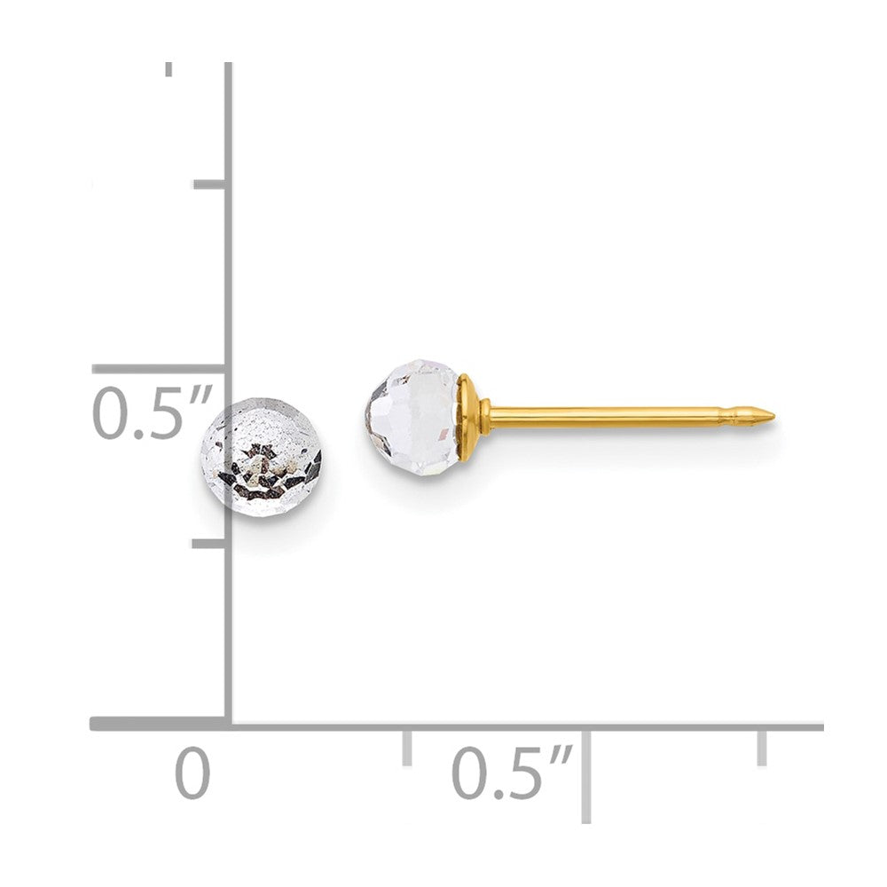 Piercing only 14K Polished 4mm Crystal Faceted Ball Post Earrings