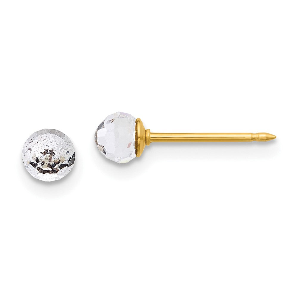 Piercing only 14K Polished 4mm Crystal Faceted Ball Post Earrings