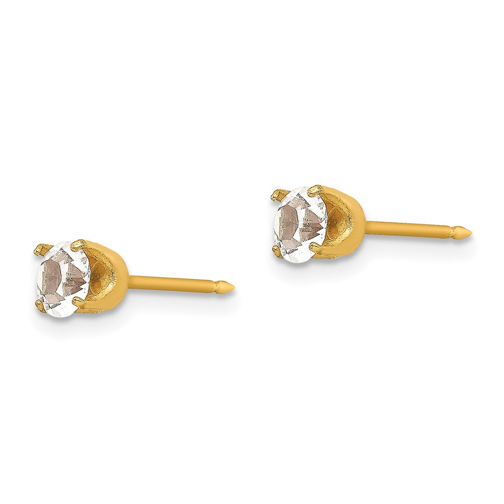Piercing only Stainless Steel 24K Gold-plated 5mm Austrian Crystal Earrings