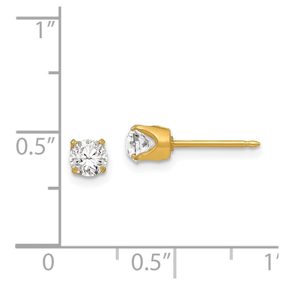 Piercing only Stainless Steel 24K Gold-plated 5mm Austrian Crystal Earrings