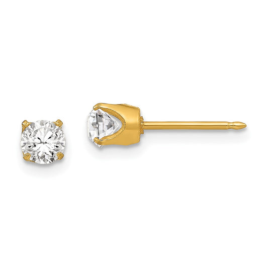 Piercing only Stainless Steel 24K Gold-plated 5mm Austrian Crystal Earrings