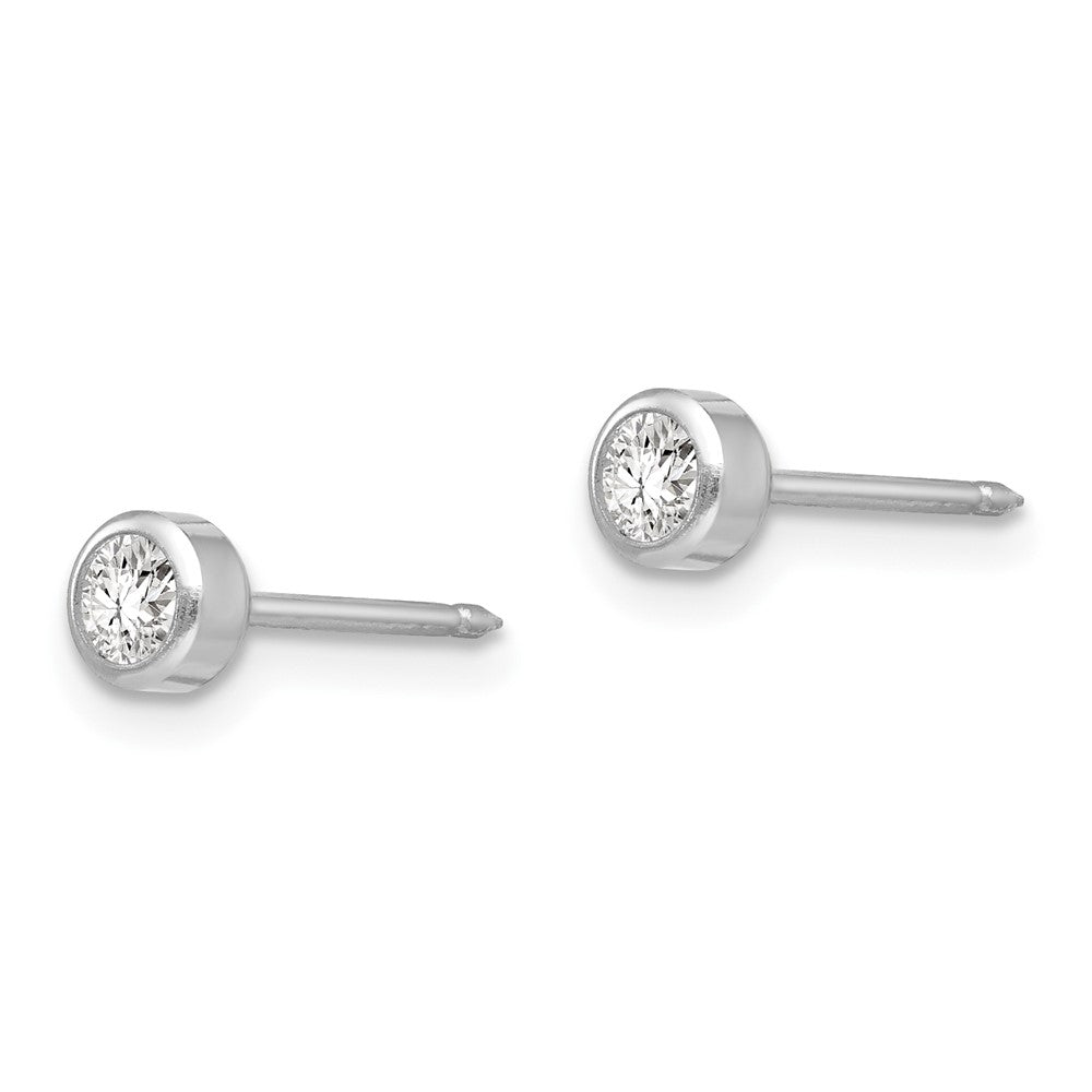 Piercing only 14k White Gold 4mm April Crystal Bezel Earrings