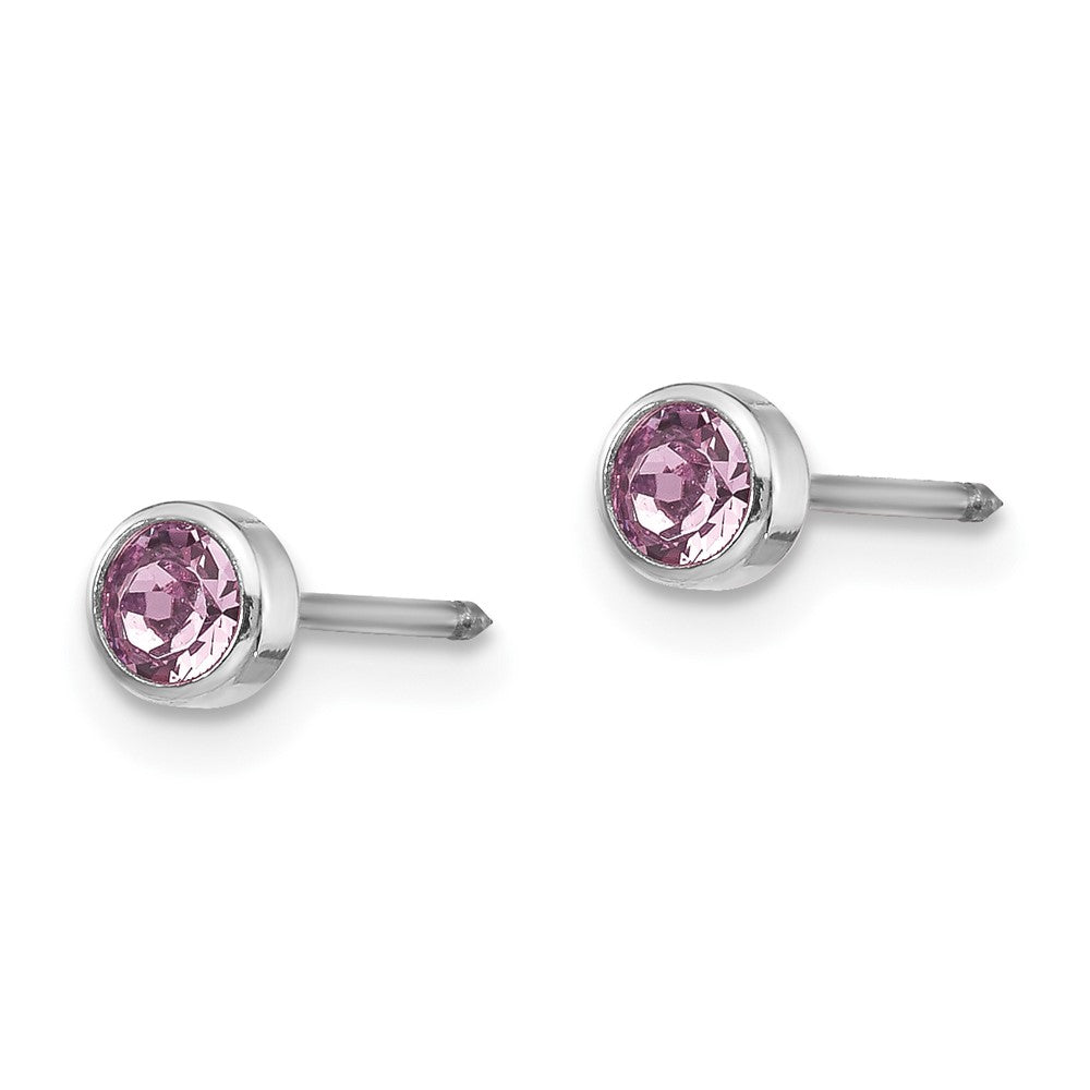 Piercing only 14k White Gold 4mm June Crystal Bezel Earrings