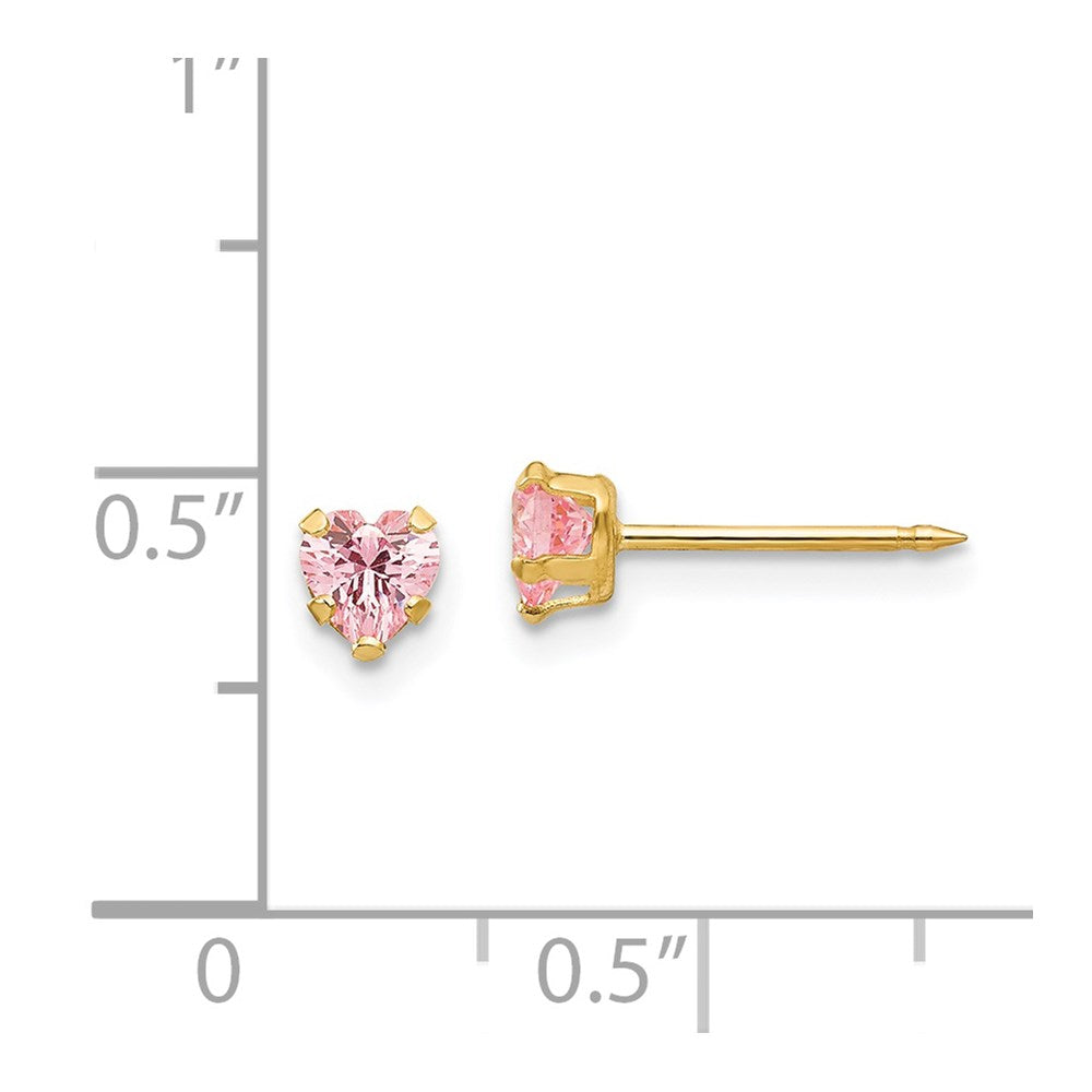Inverness 14k 4mm Pink Heart CZ Earrings