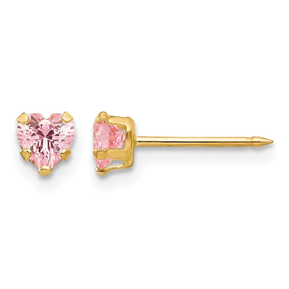 Inverness 14k 4mm Pink Heart CZ Earrings
