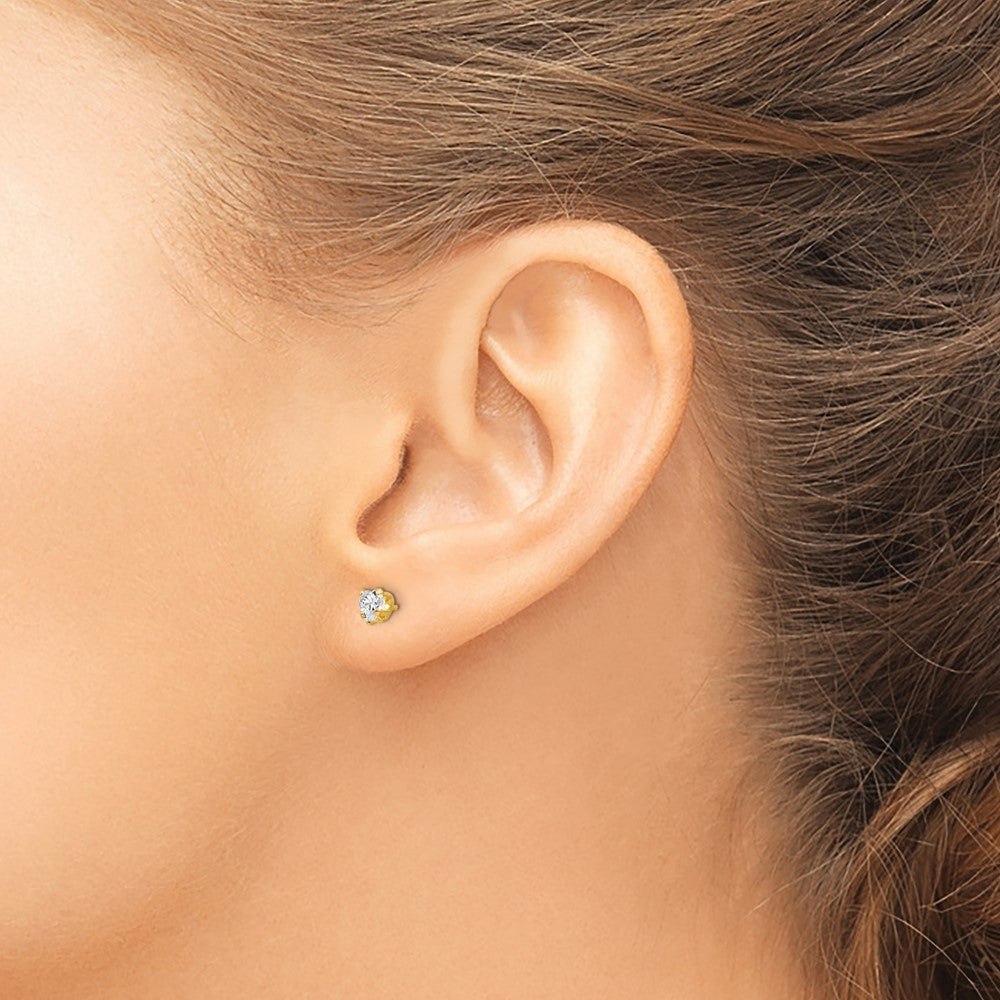 Piercing only 14k 4mm Clear Heart CZ Earrings