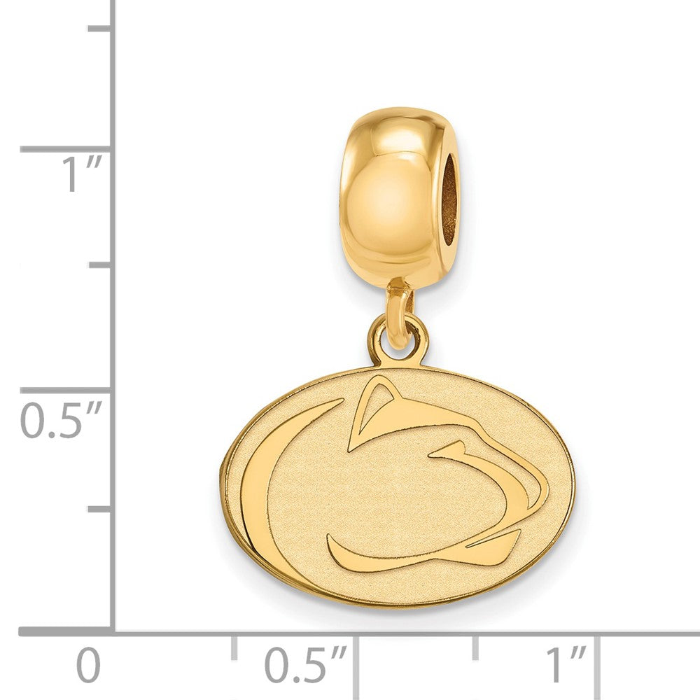Sterling Silver Gold-plated Penn State University Lion Small Dangle Bead